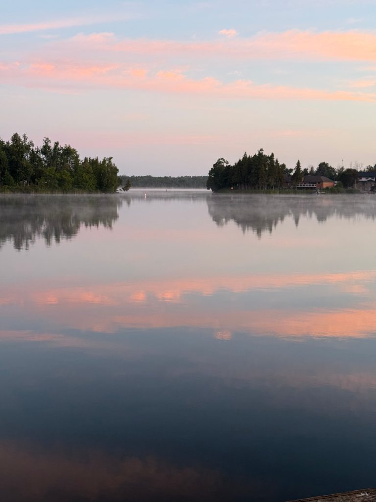 Sunrise over the water near Lakefield